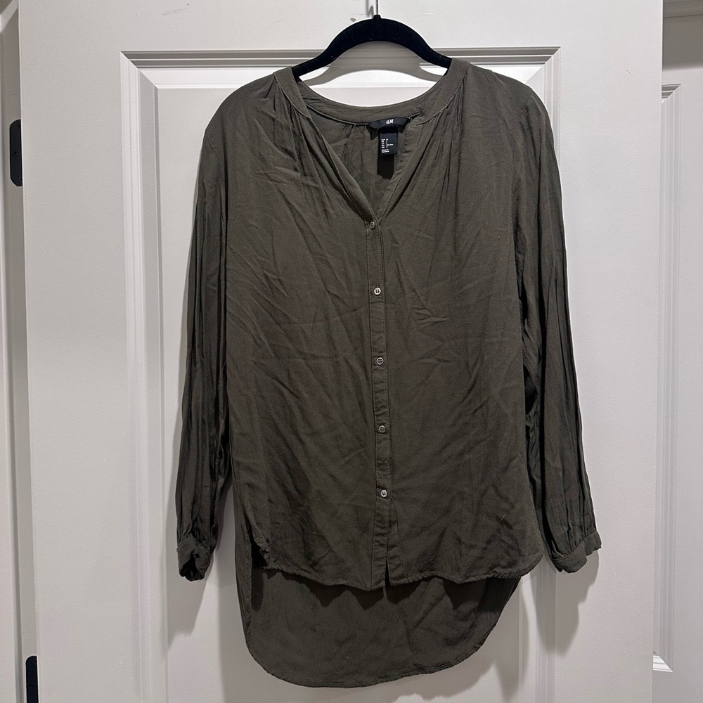 H&M Olive Button-Down Women's Shirt